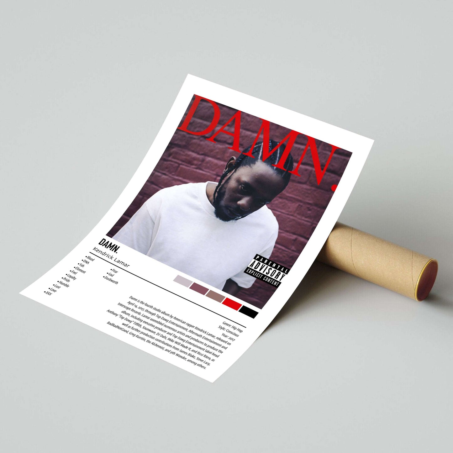 Kendrick Lamar | Damn. | Custom Album Cover Poster Print