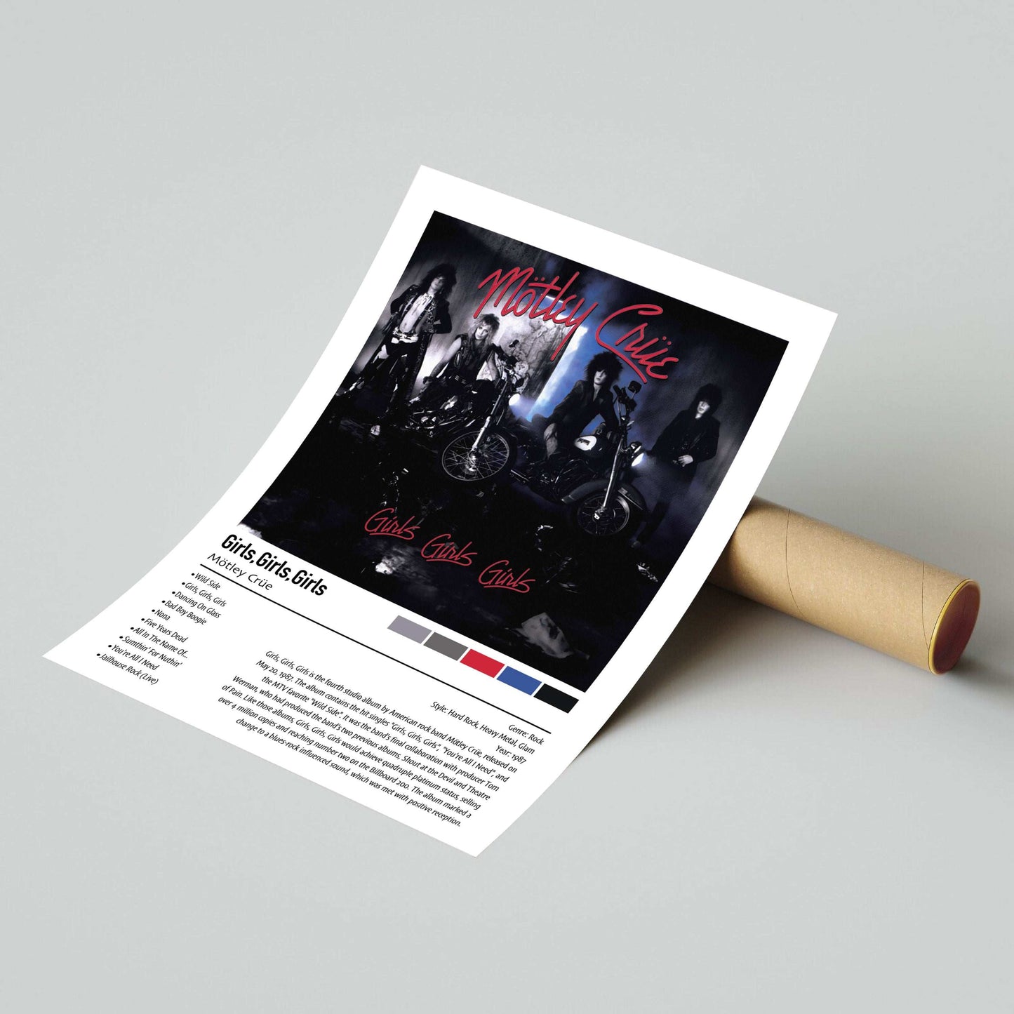 Mötley Crüe | Girls Girls, Girls | Custom Album Cover Poster Print