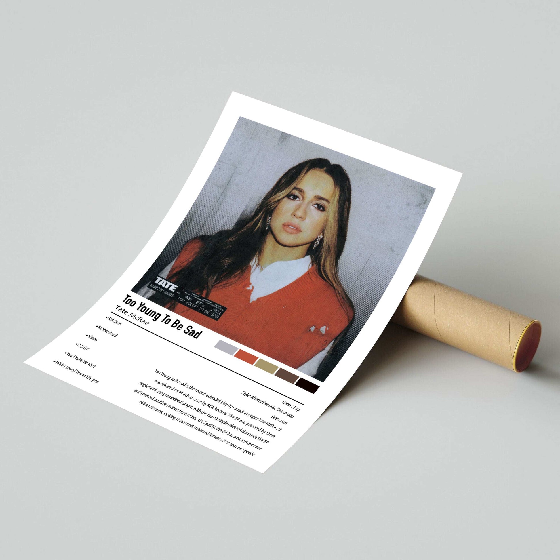 Tate McRae | Too Young To Be Sad | Custom Album Cover Poster Print