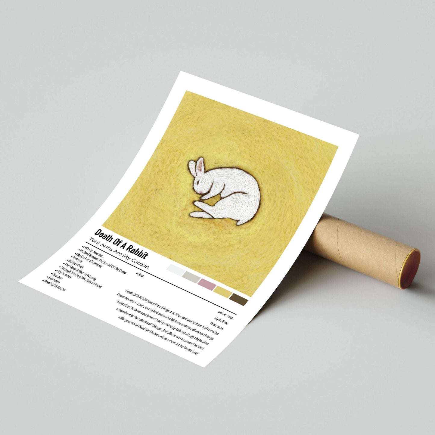 Your Arms Are My Cocoon | Death of a Rabbit | Custom Album Cover Poster Print