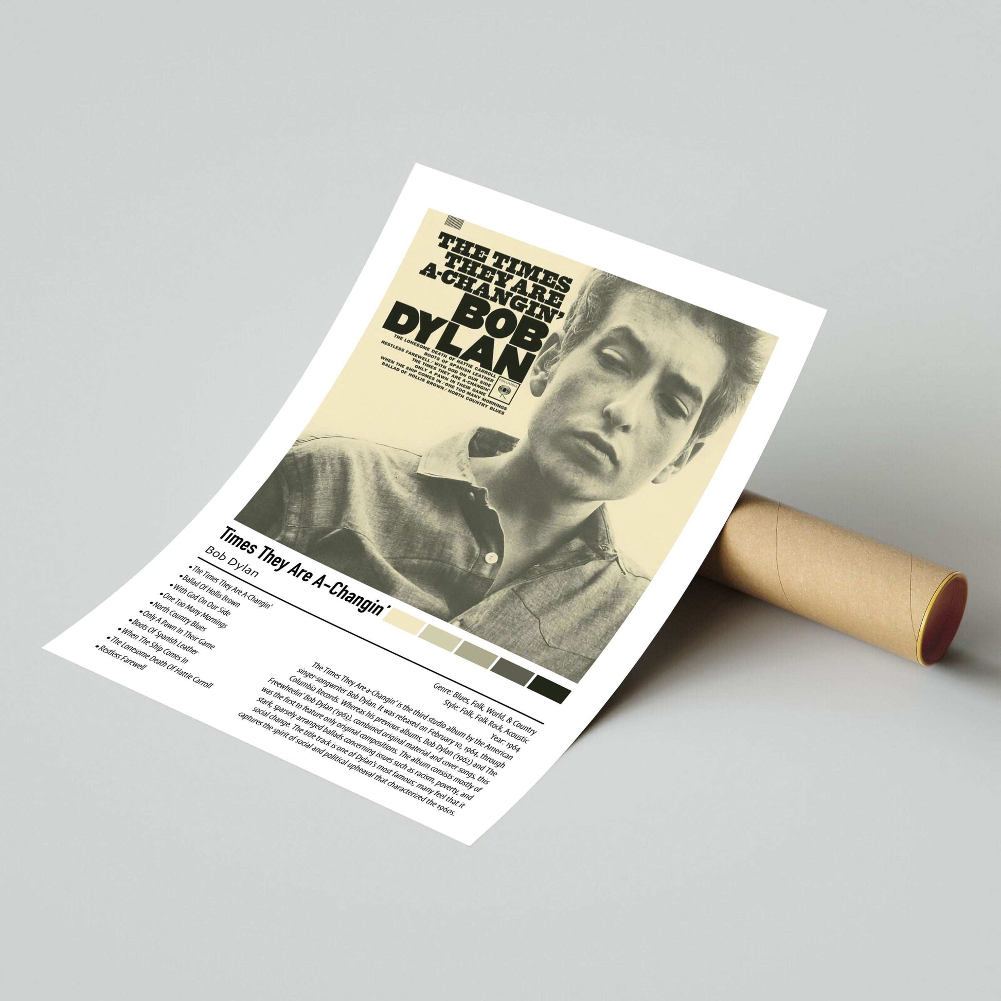 Bob Dylan | Times They Are A-Changin' | Custom Album Cover Poster Print