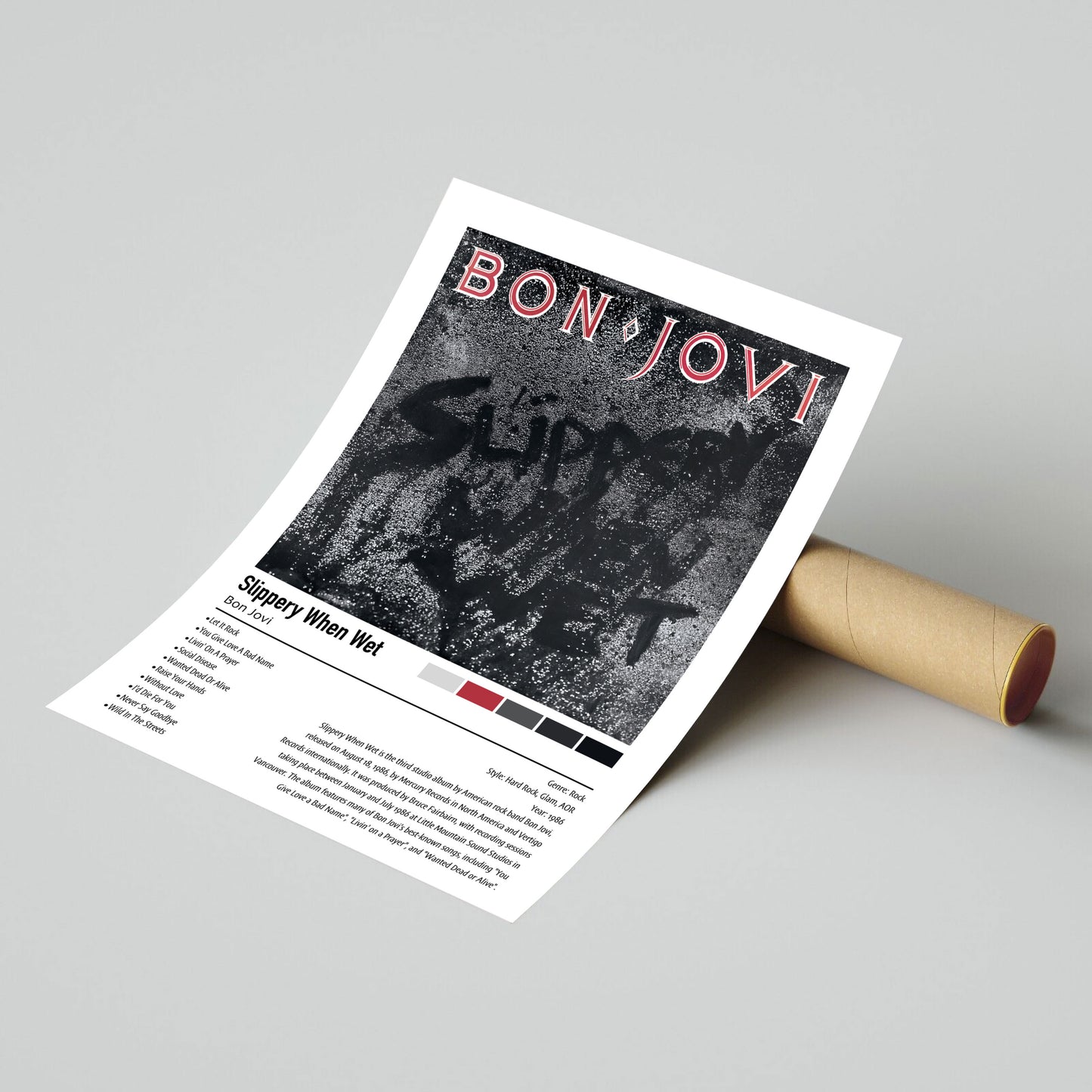 Bon Jovi | Slippery When Wet | Custom Album Cover Poster Print