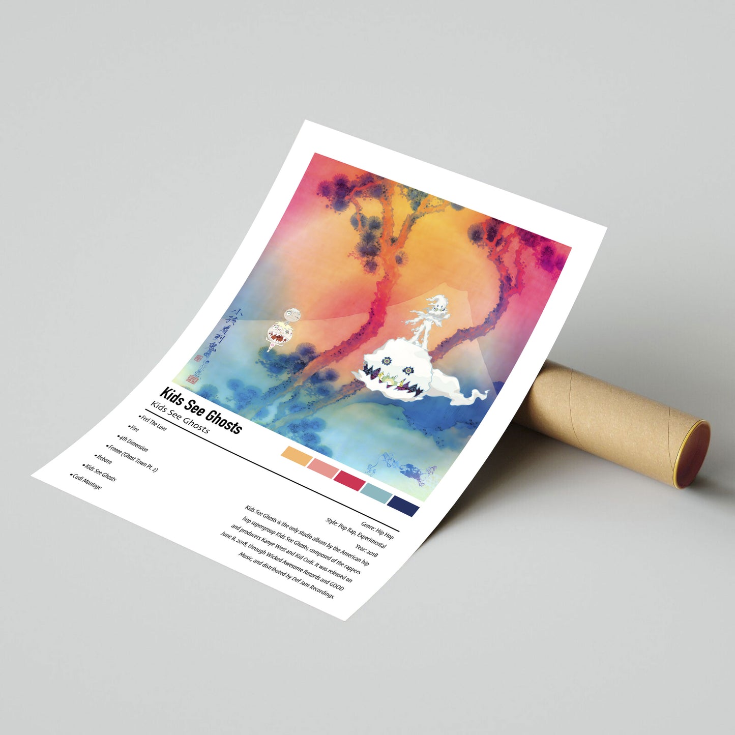 Kids See Ghosts | Kids See Ghosts | Custom Album Cover Poster Print