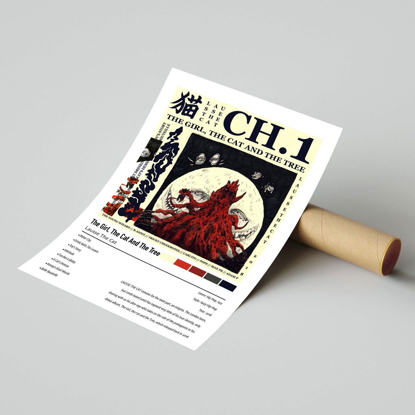 Lausse The Cat | The Girl. The Cat And The Tree | Custom Album Cover Poster Print