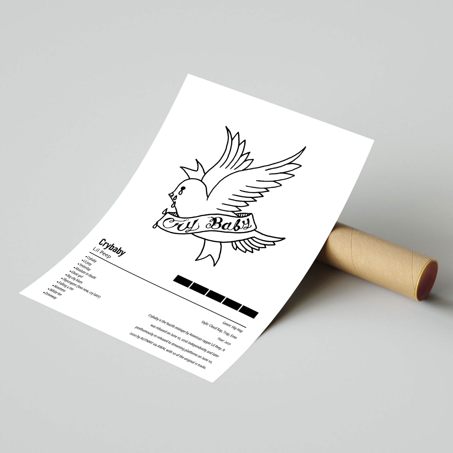 Lil Peep | Crybaby | Custom Album Cover Poster Print