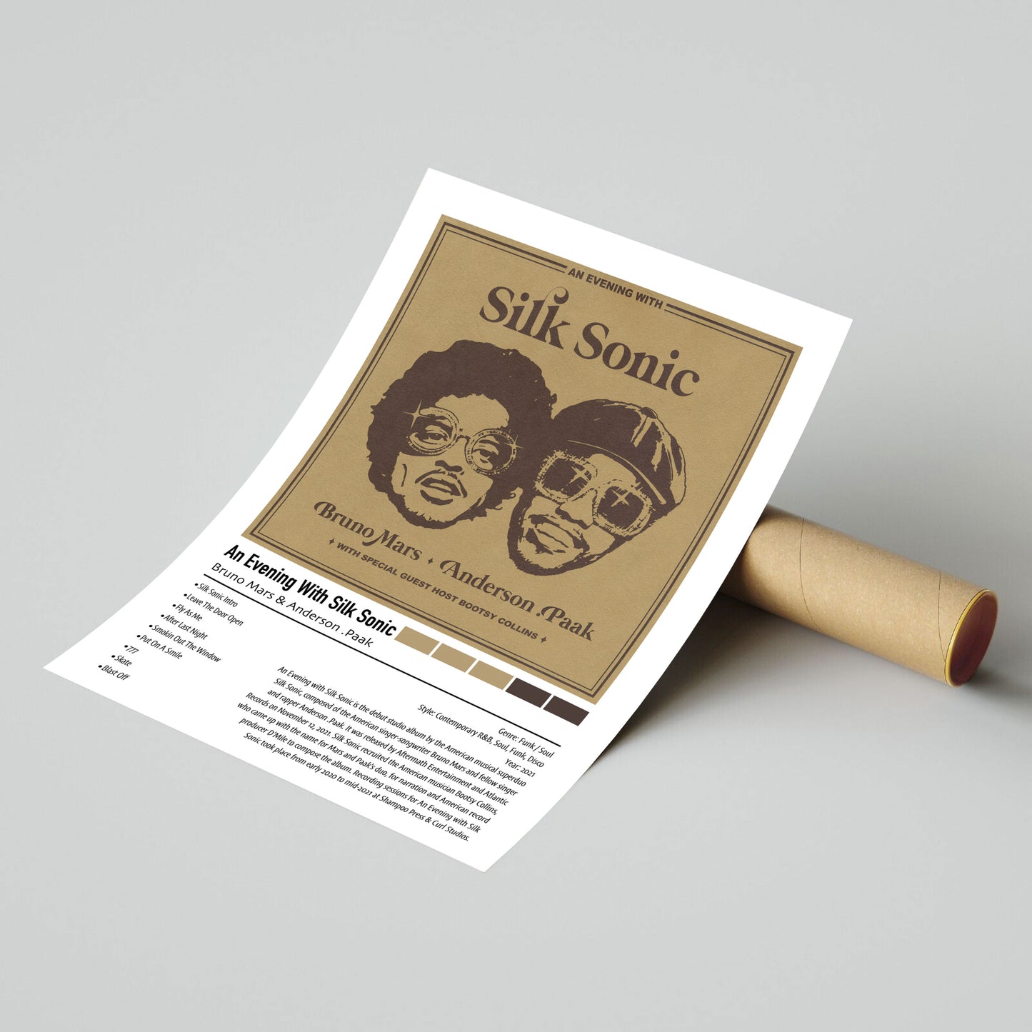 Bruno Mars & Anderson .Paak | An Evening With Silk Sonic | Custom Album Cover Poster Print