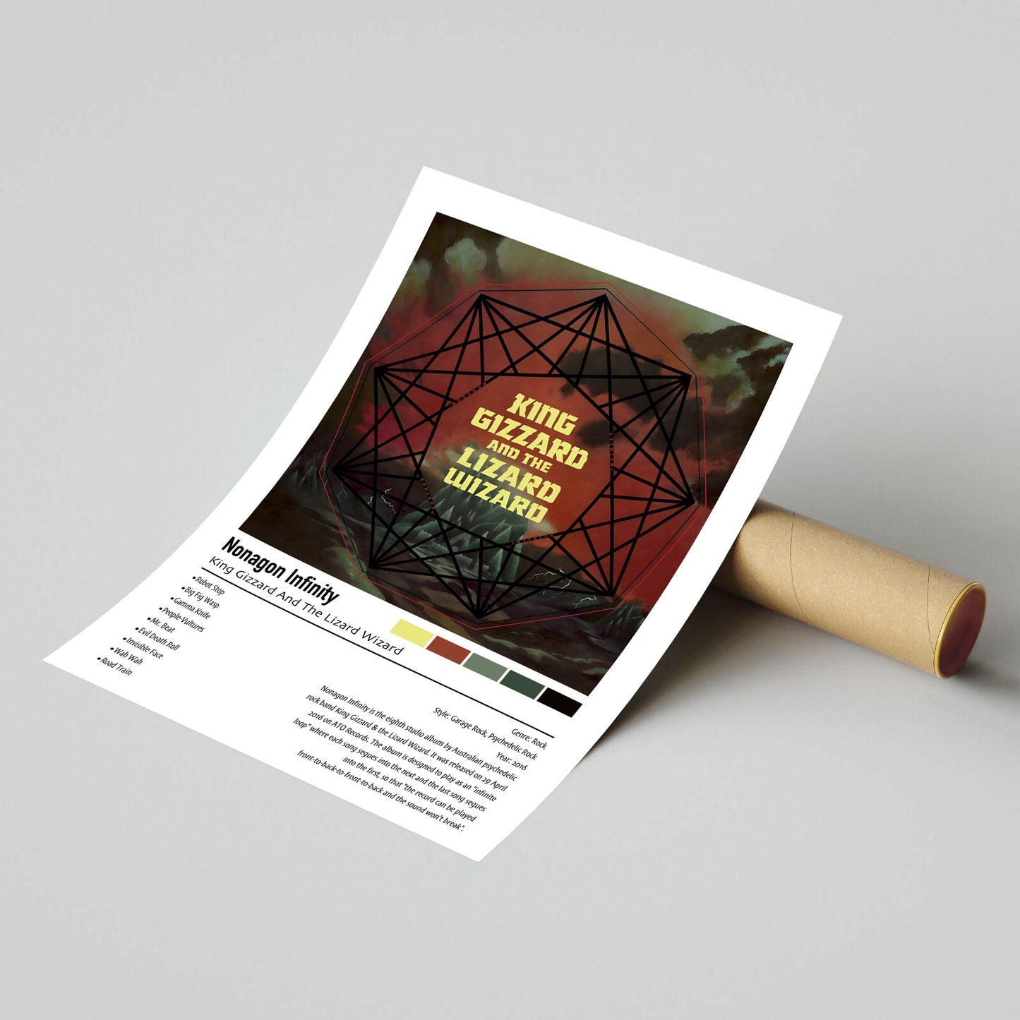 King Gizzard And The Lizard Wizard | Nonagon Infinity | Custom Album Cover Poster Print