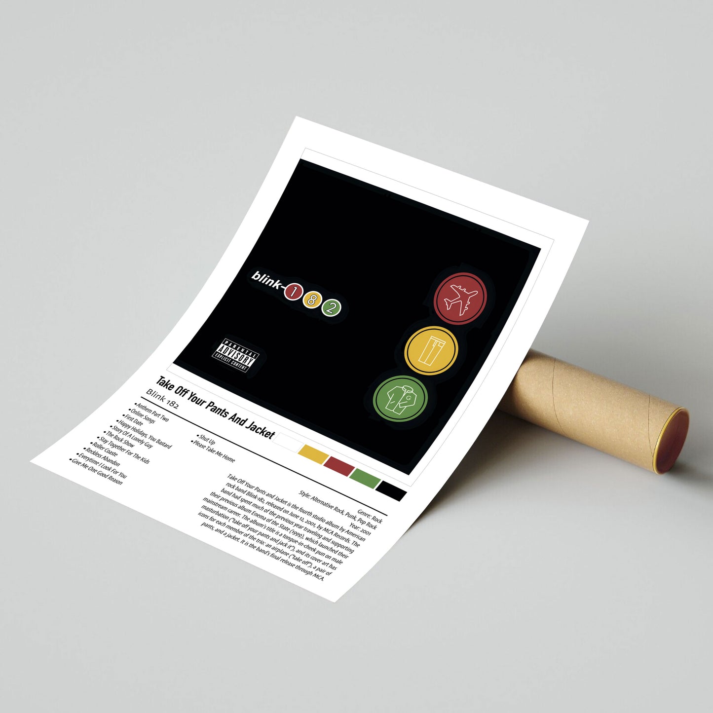 Blink-182 | Take Off Your Pants And Jacket | Custom Album Cover Poster Print