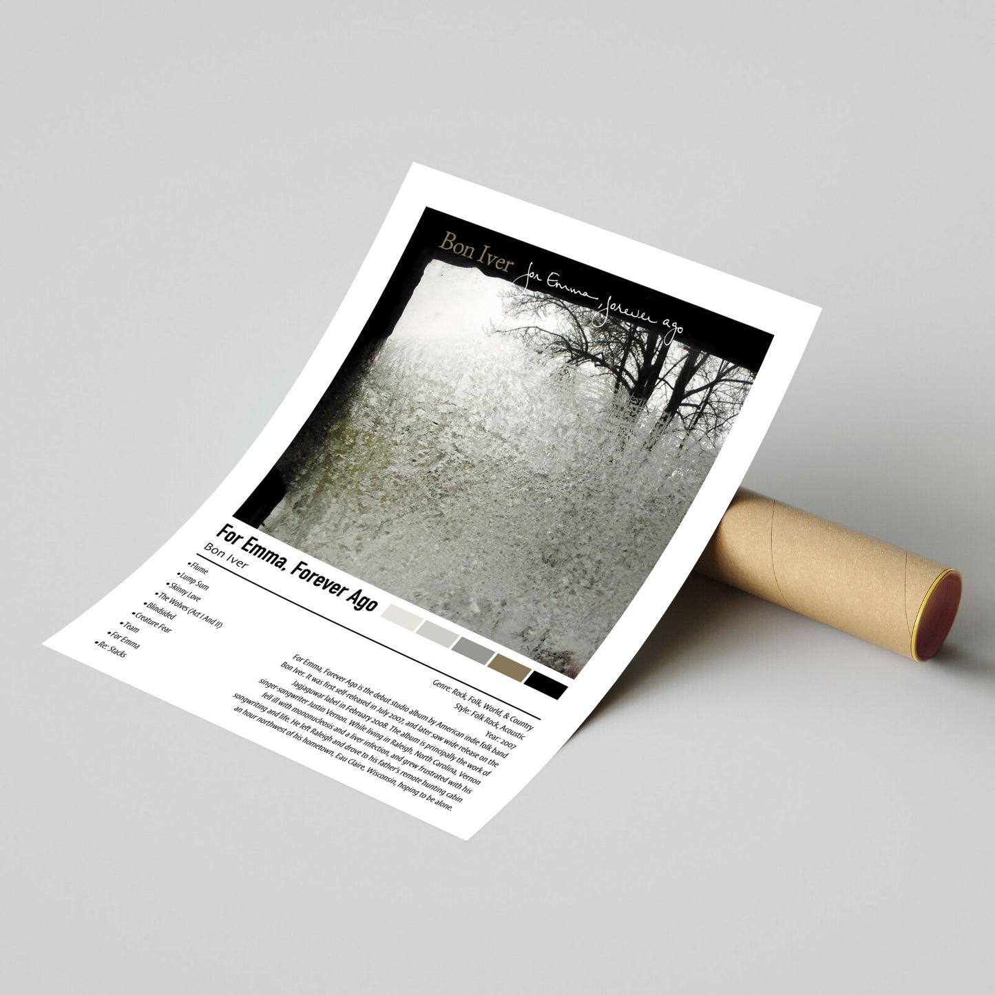 Bon Iver | For Emma, Forever Ago | Custom Album Cover Poster Print