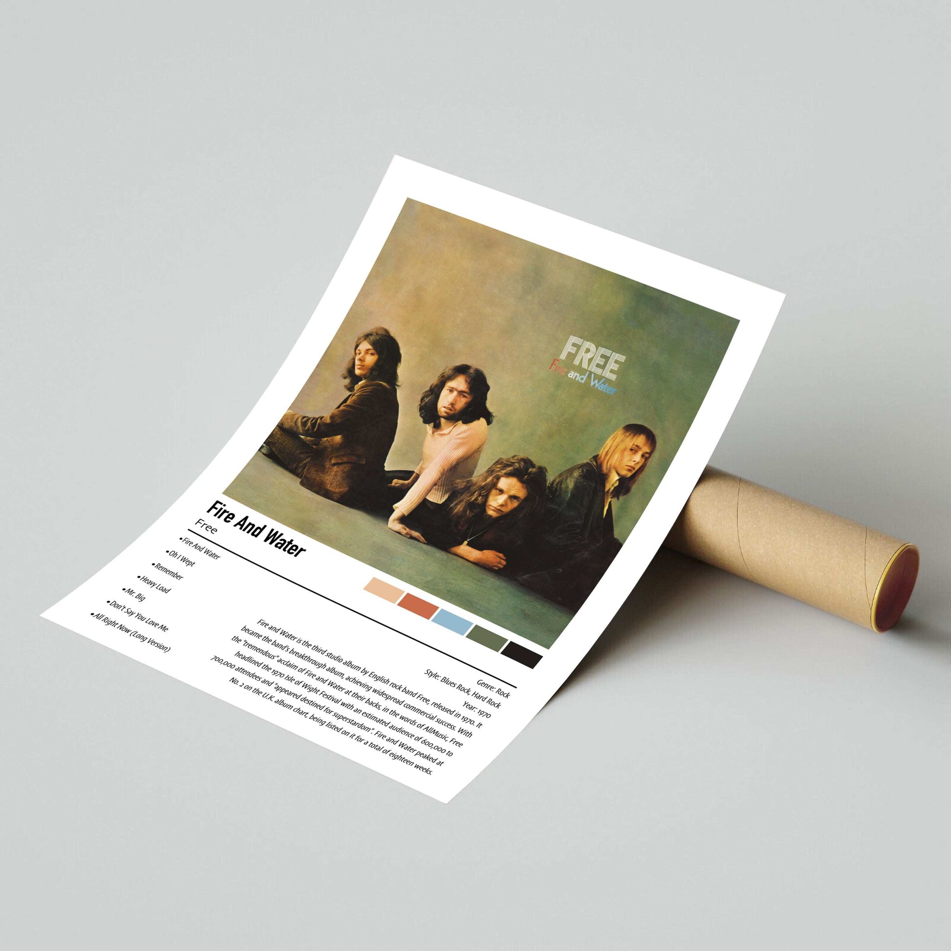 Free | Fire And Water | Custom Album Cover Poster Print