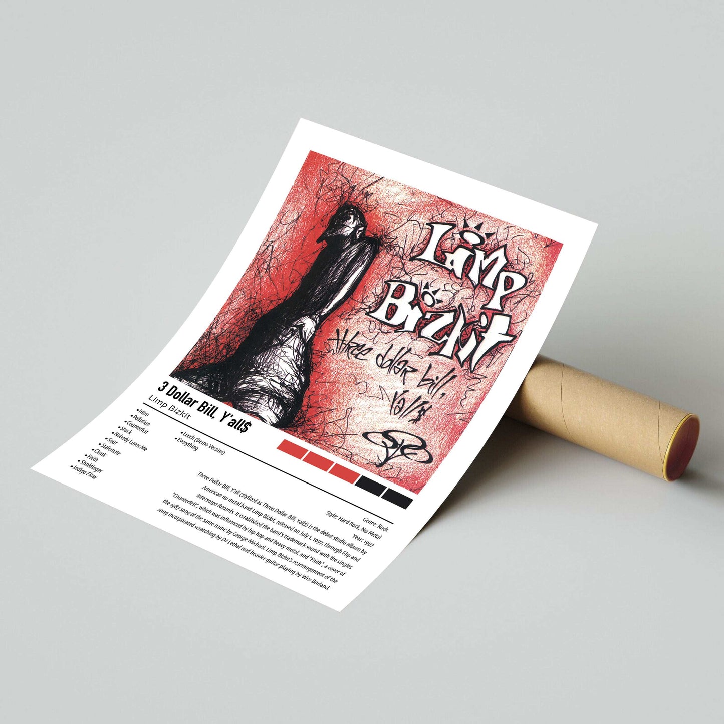 Limp Bizkit | 3 Dollar Bill, Y'all | Custom Album Cover Poster Print