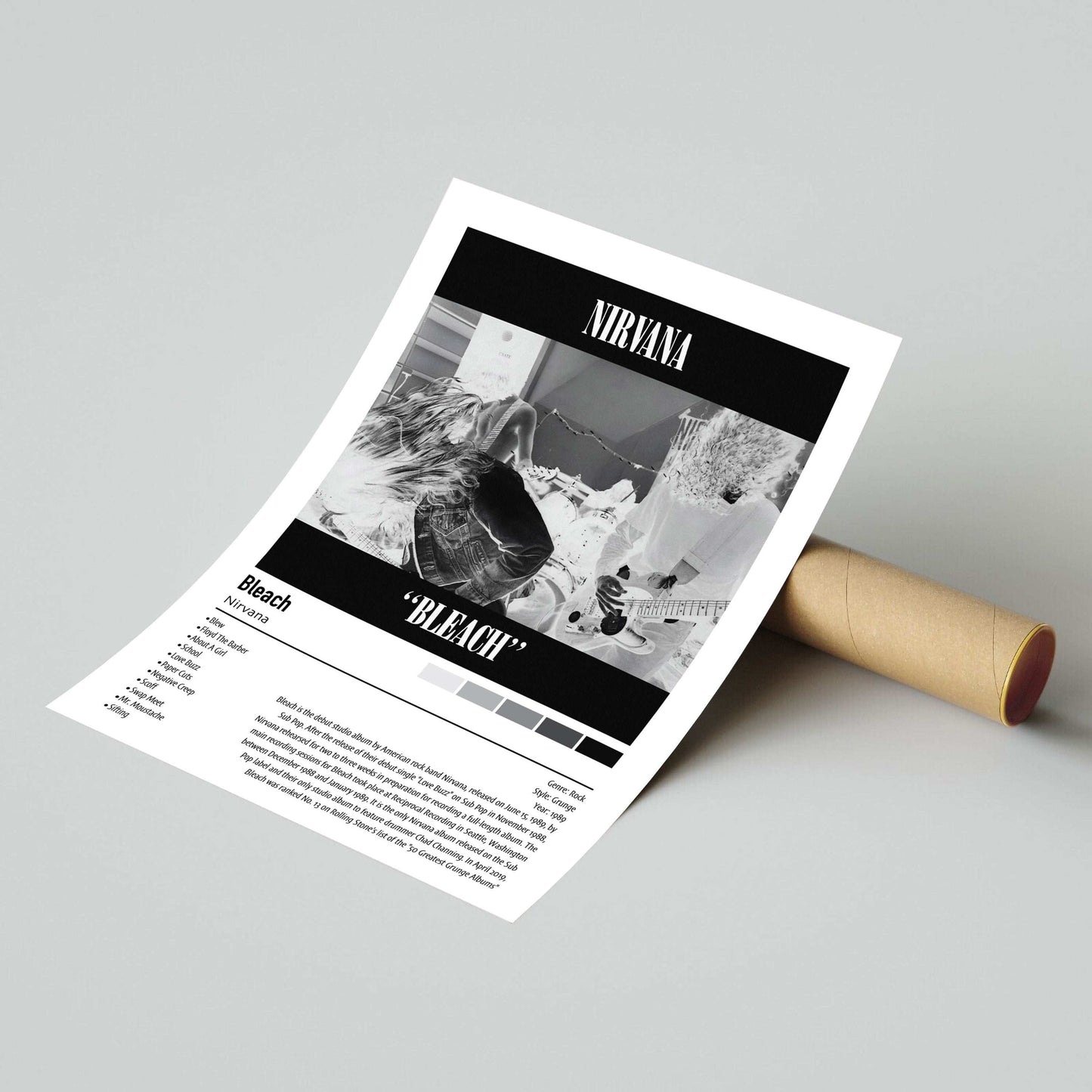 Nirvana | Bleach | Custom Album Cover Poster Print