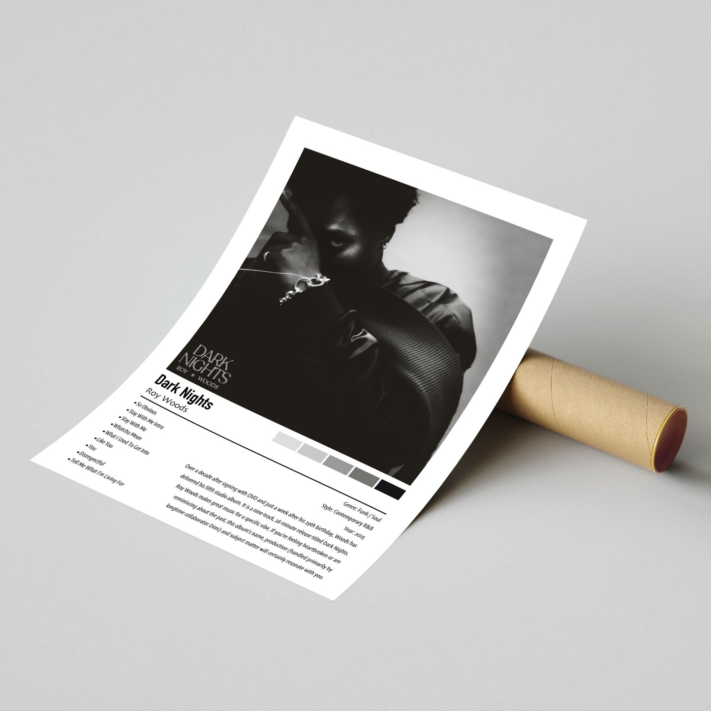 Roy Woods | Dark Nights | Custom Album Cover Poster Print