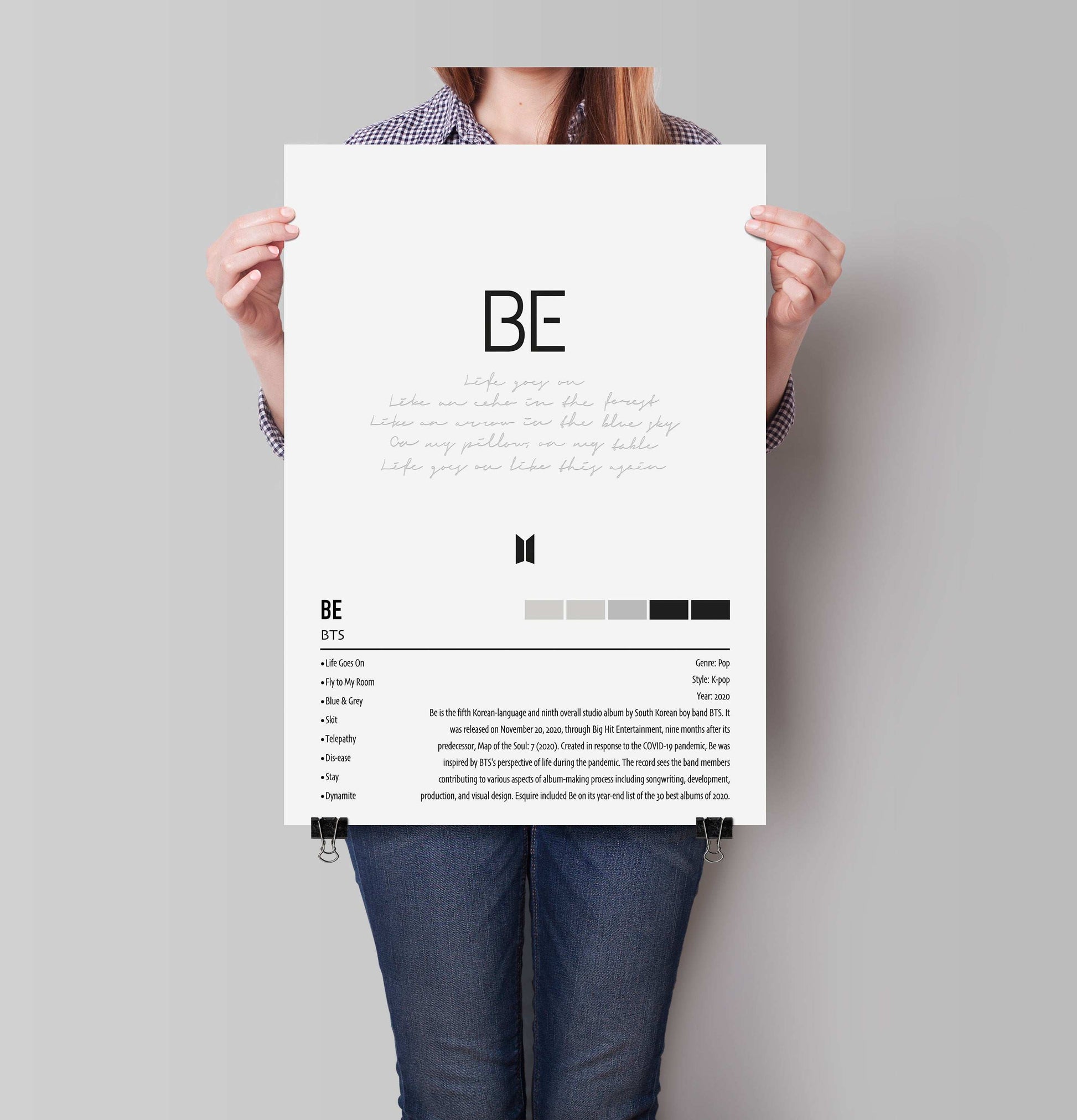 BTS | BE | Custom Album Cover Poster Print