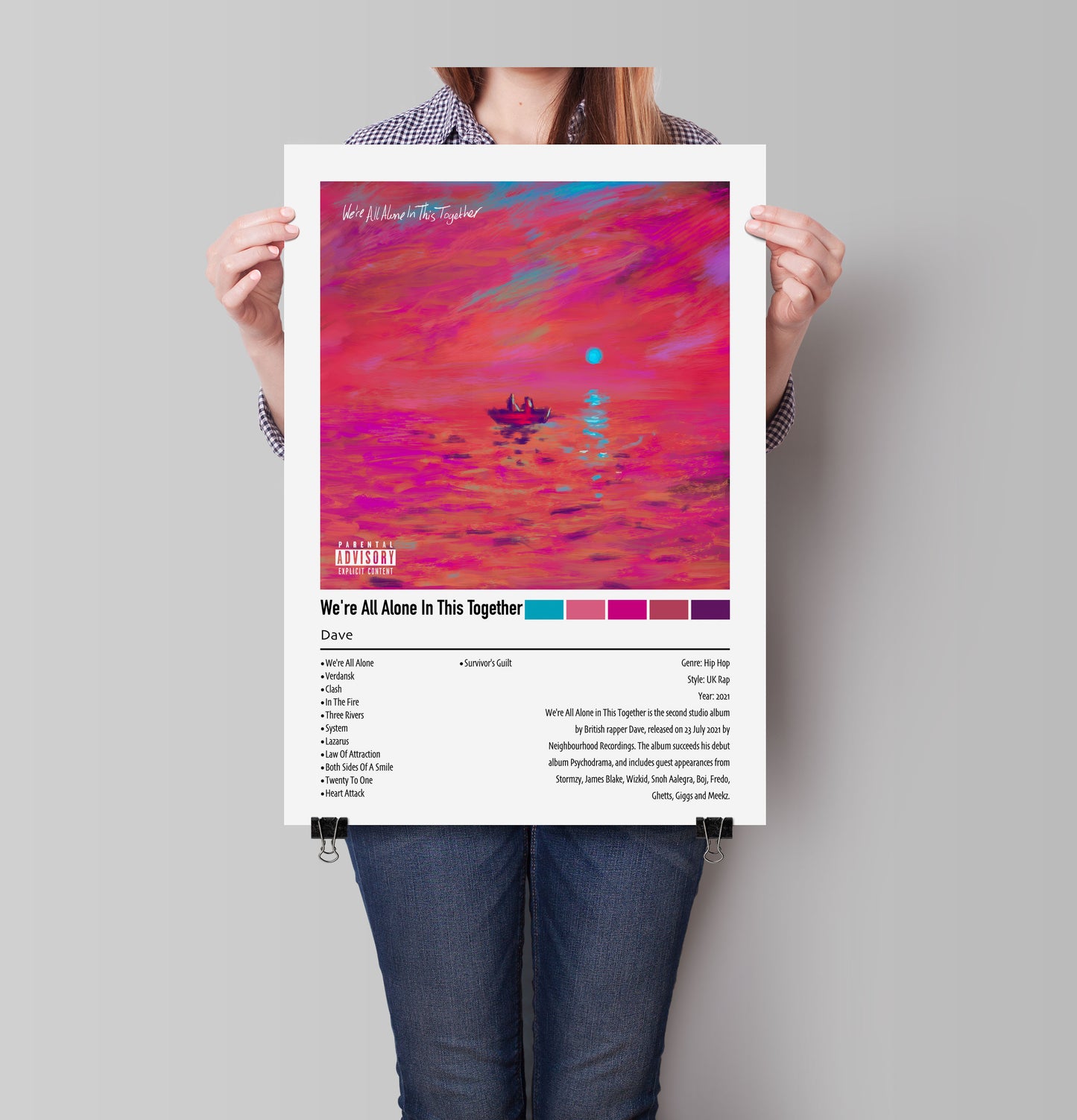 Dave | We're All Alone In This Together | Custom Album Cover Poster Print