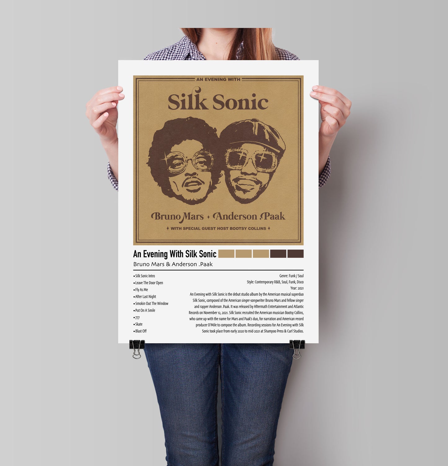 Bruno Mars & Anderson .Paak | An Evening With Silk Sonic | Custom Album Cover Poster Print