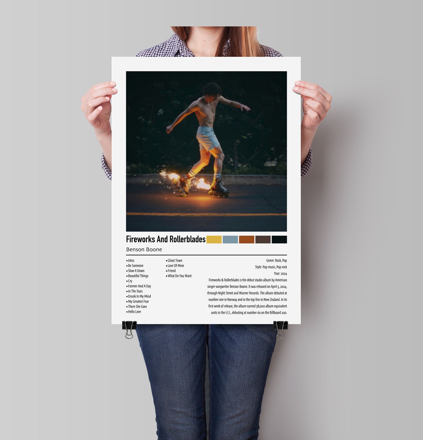 Benson Boone | Fireworks And Rollerblades | Custom Album Cover Poster Print