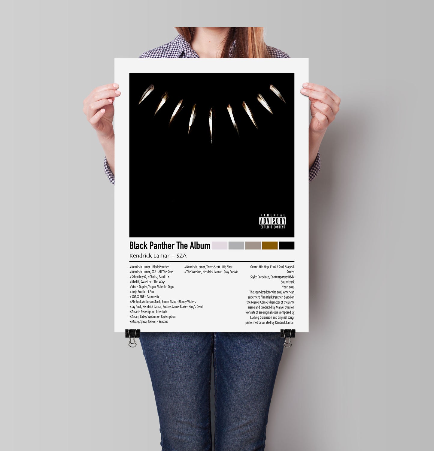 Kendrick Lamar + SZA | Black Panther The Album | Custom Album Cover Poster Print