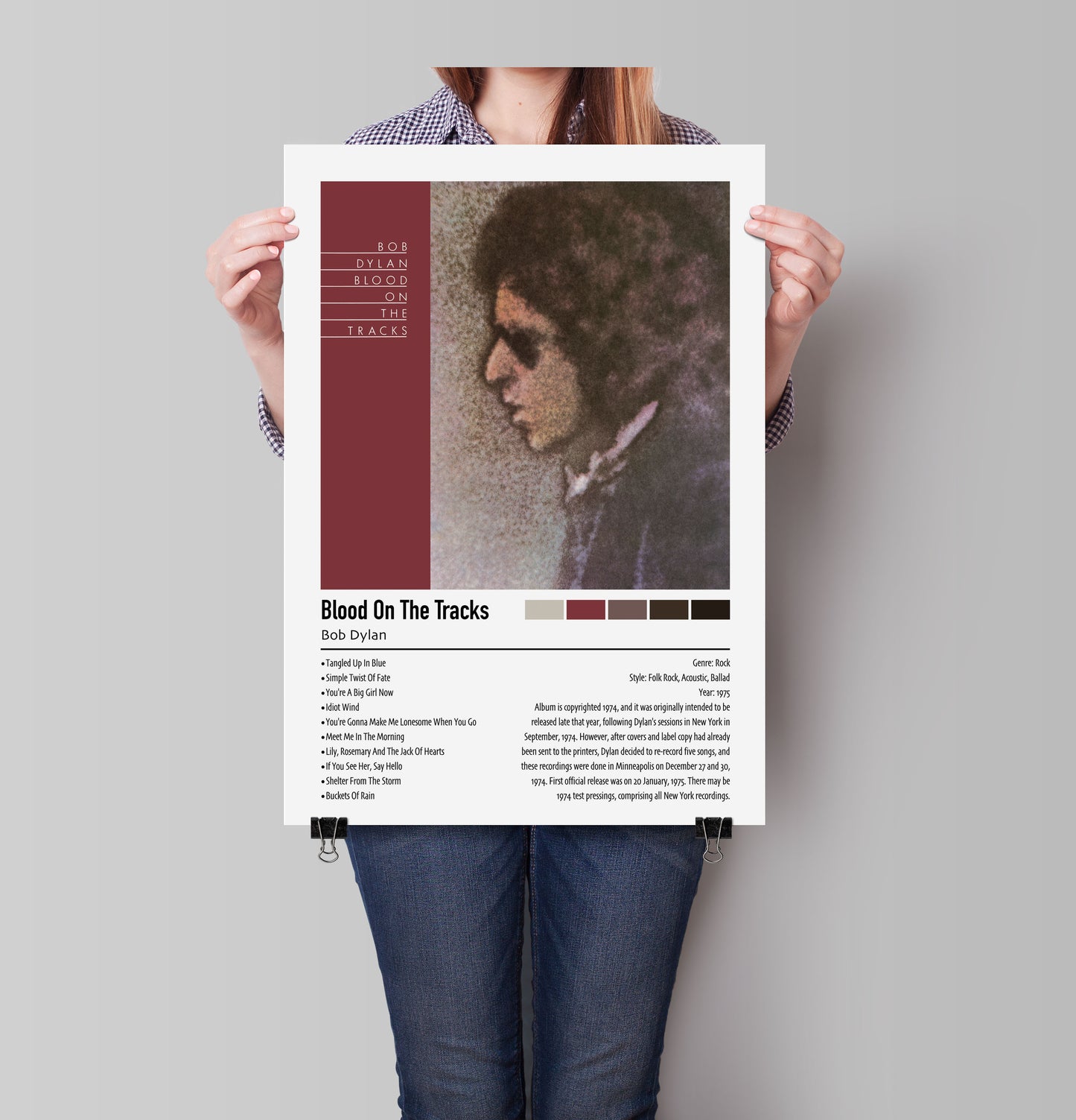 Bob Dylan | Blood On The Tracks | Custom Album Cover Poster Print