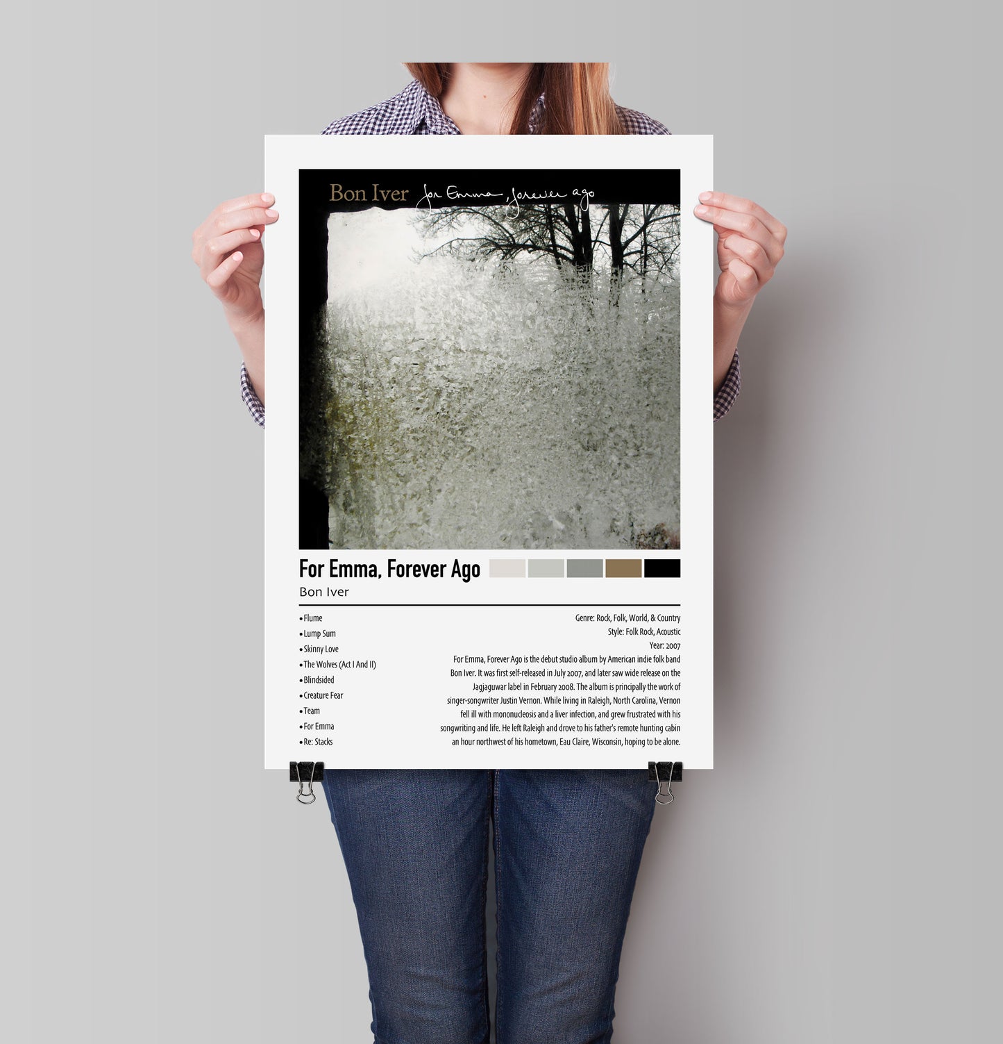 Bon Iver | For Emma, Forever Ago | Custom Album Cover Poster Print