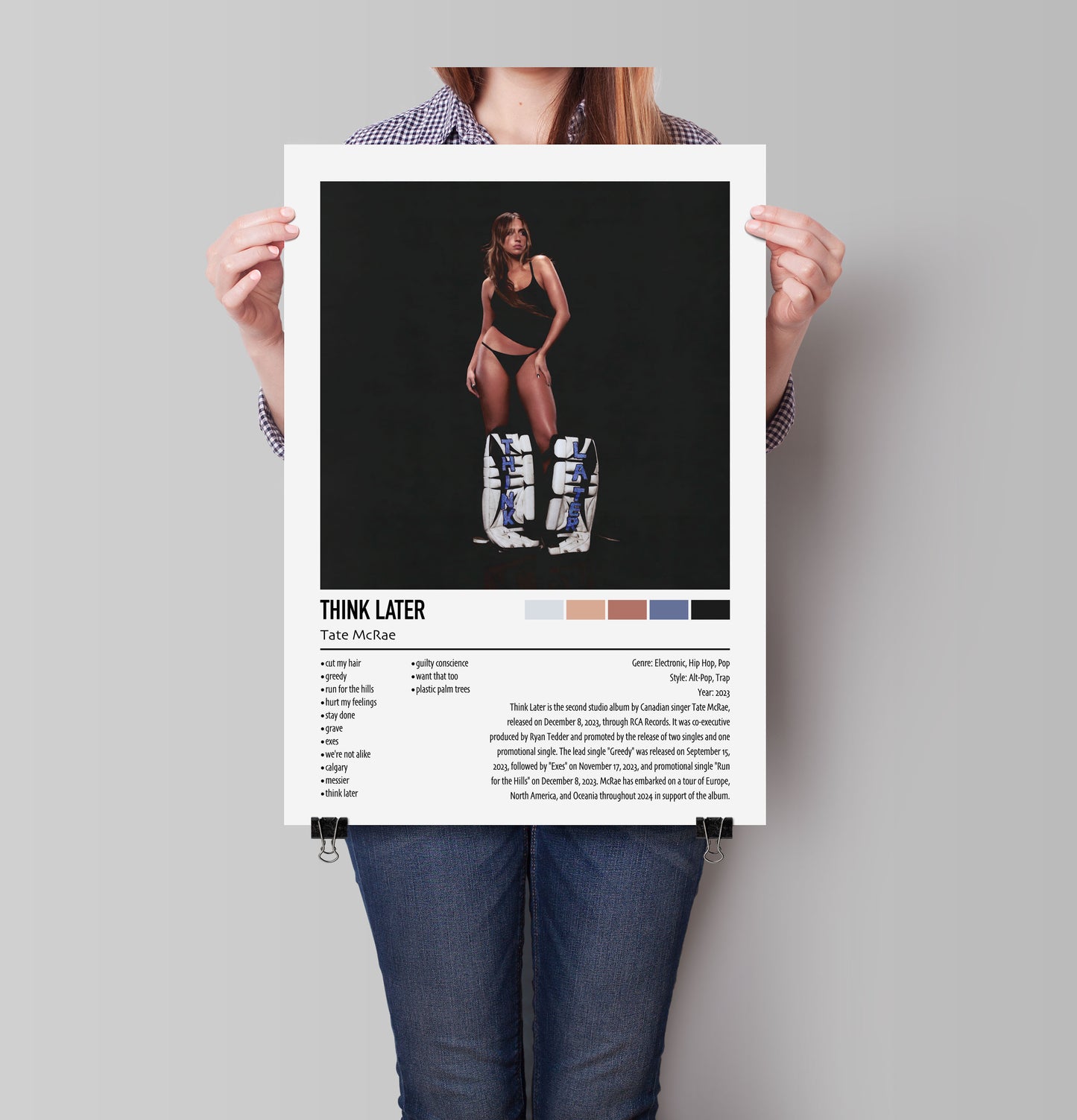 Tate McRae | Think Later | Custom Album Cover Poster Print