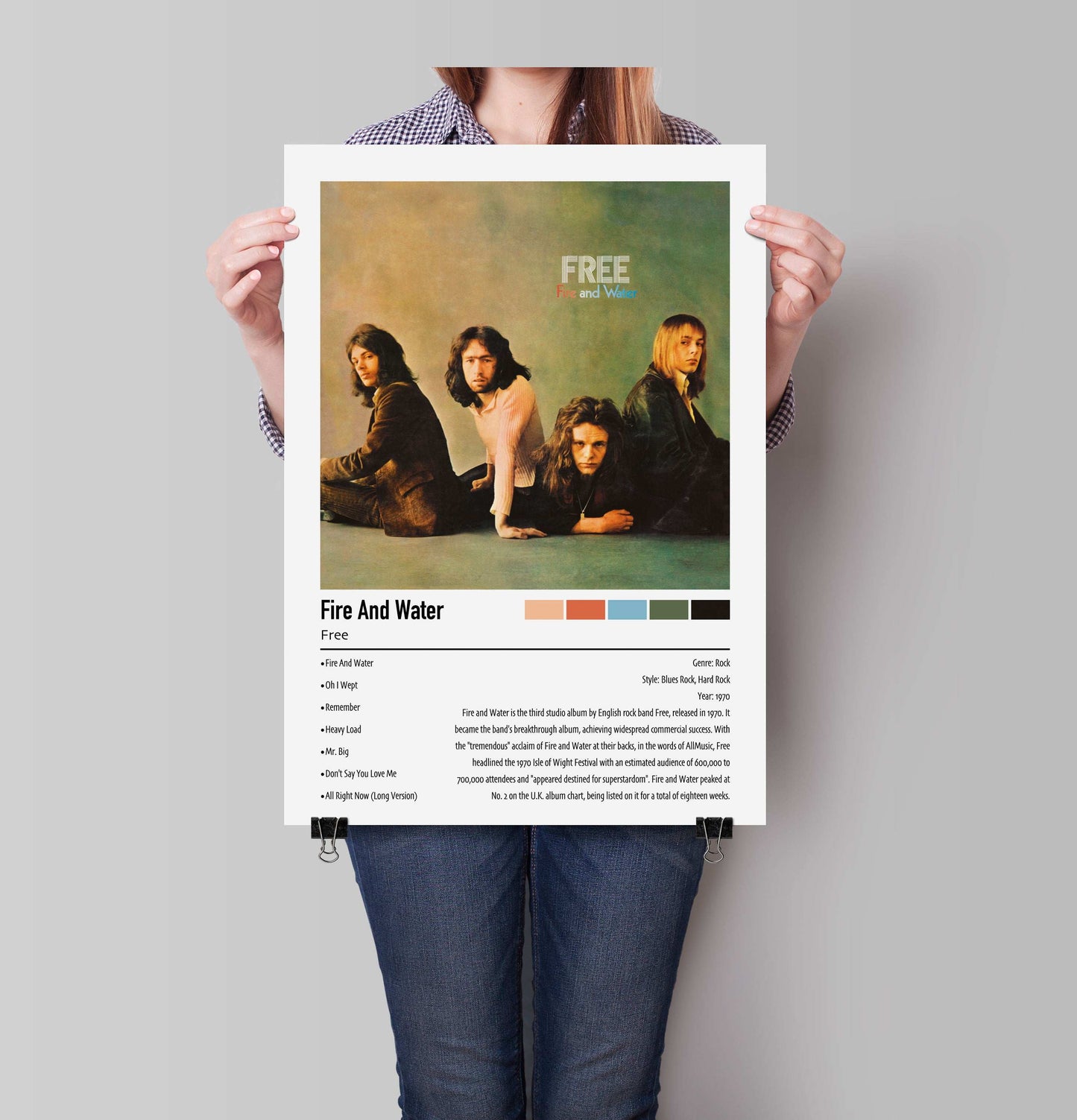 Free | Fire And Water | Custom Album Cover Poster Print