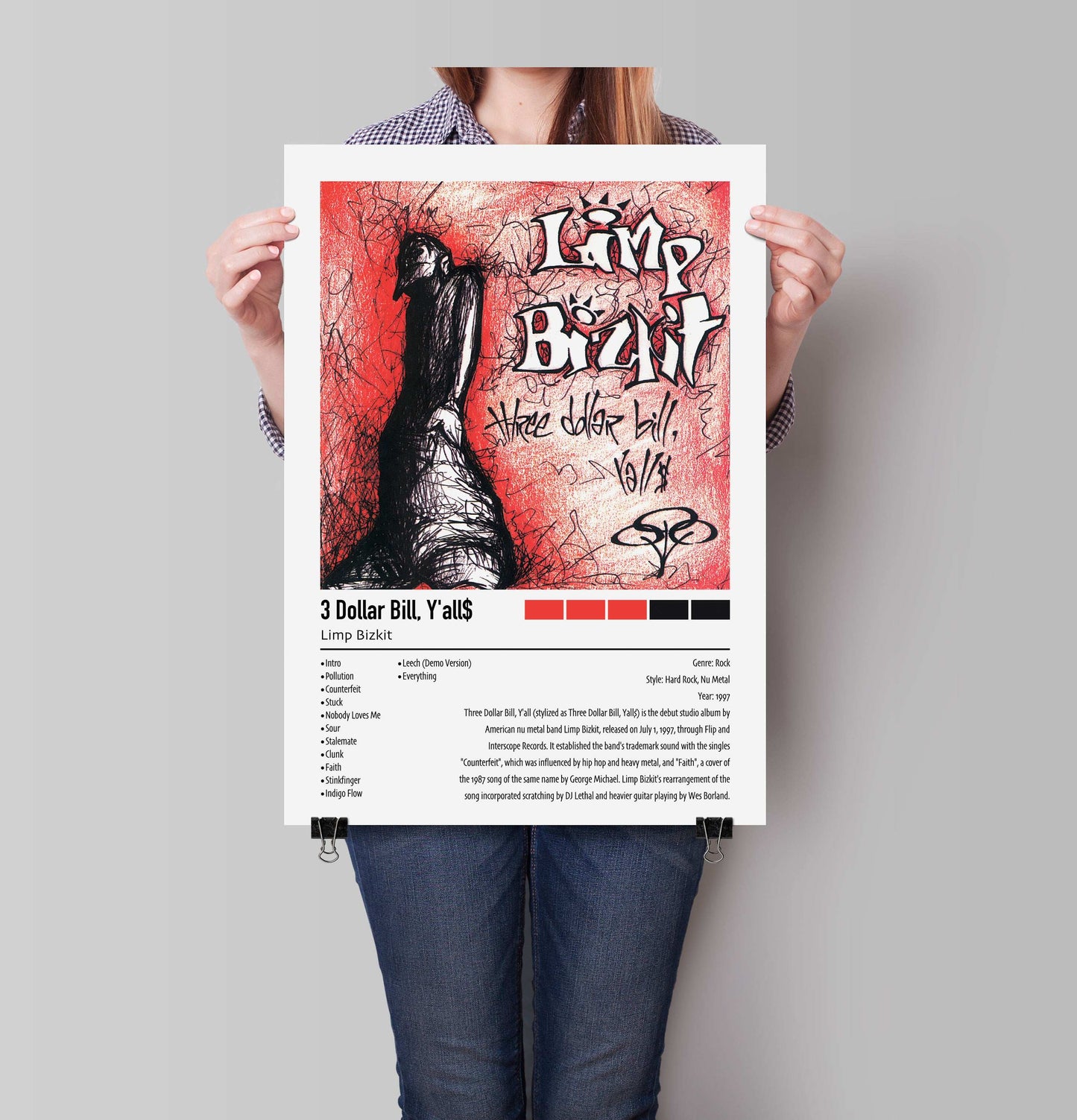 Limp Bizkit | 3 Dollar Bill, Y'all | Custom Album Cover Poster Print