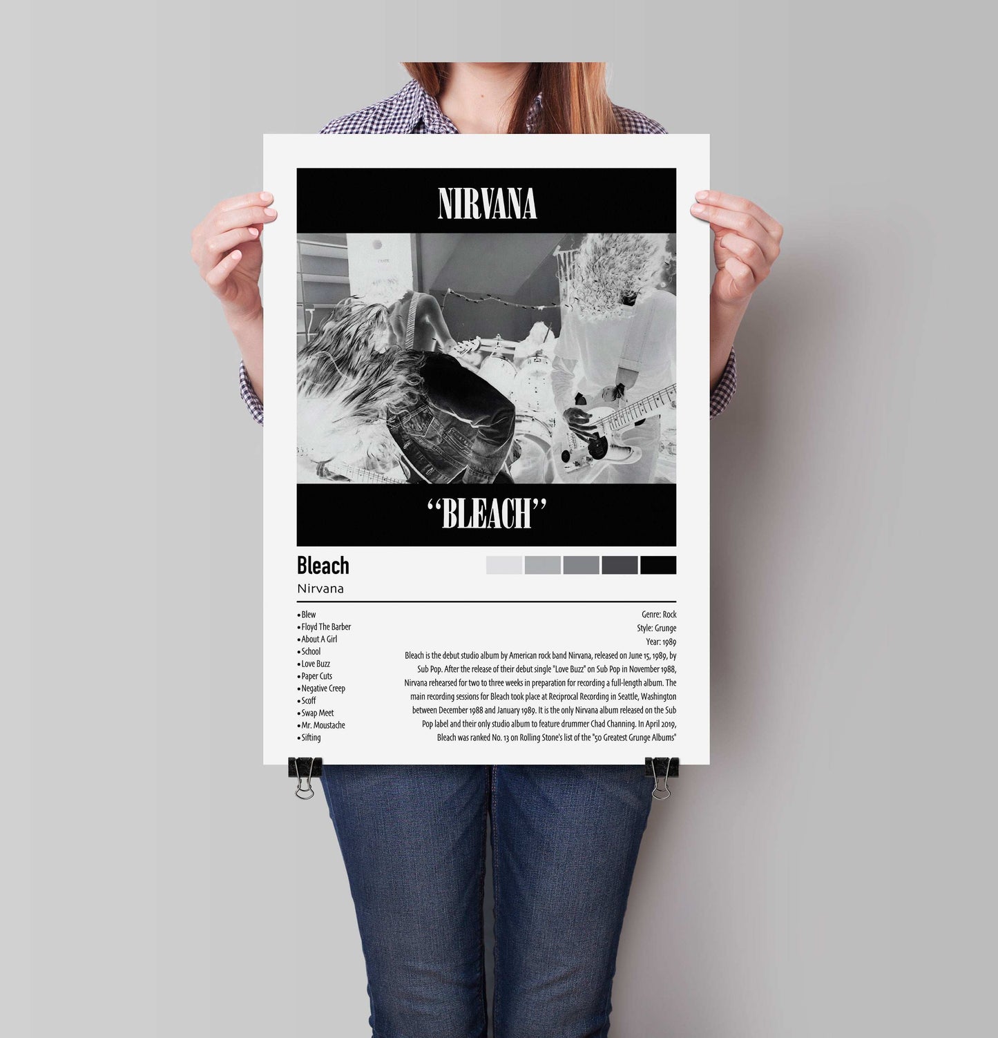 Nirvana | Bleach | Custom Album Cover Poster Print