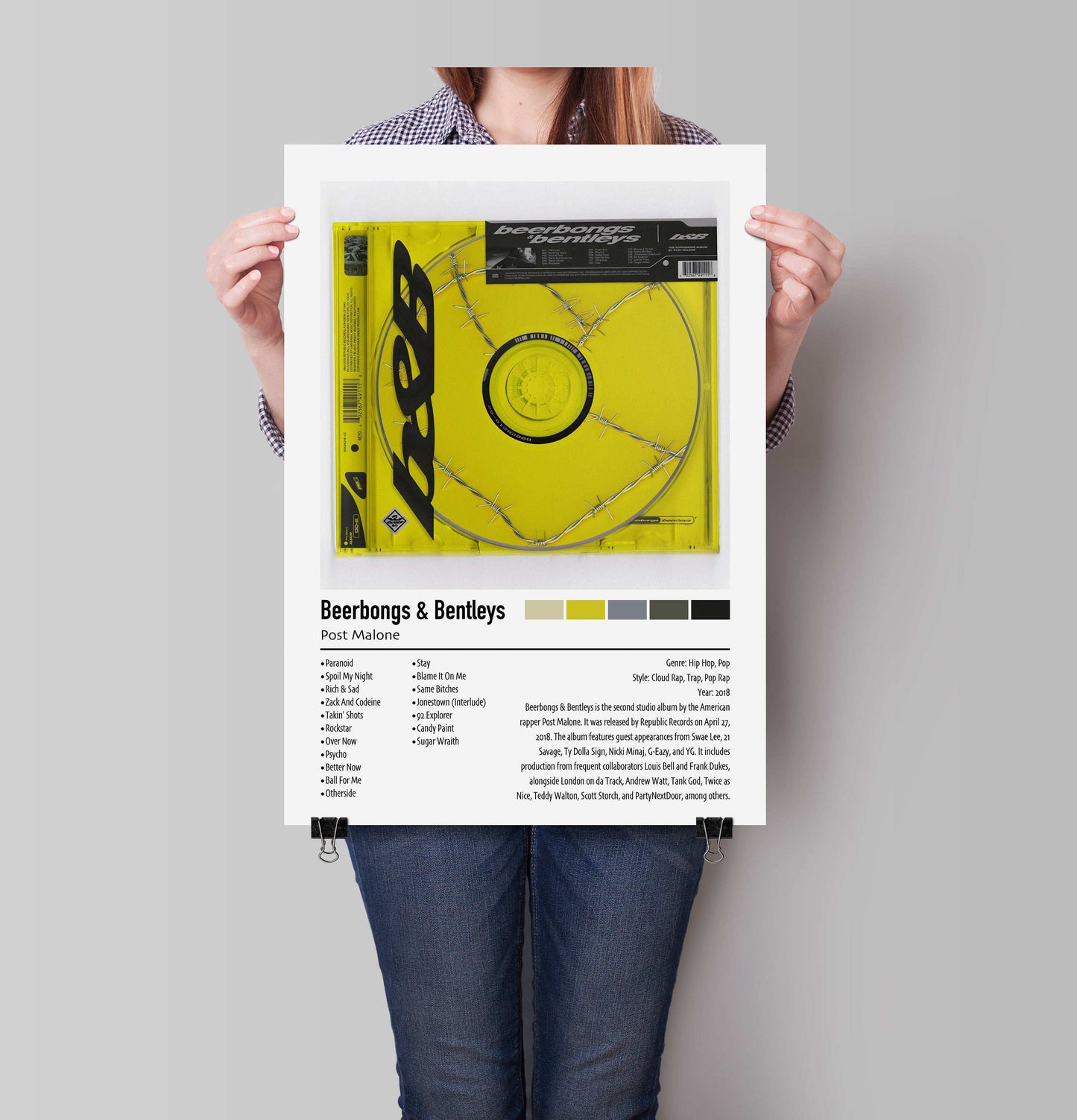 Post Malone | Beerbongs & Bentleys | Custom Album Cover Poster Print