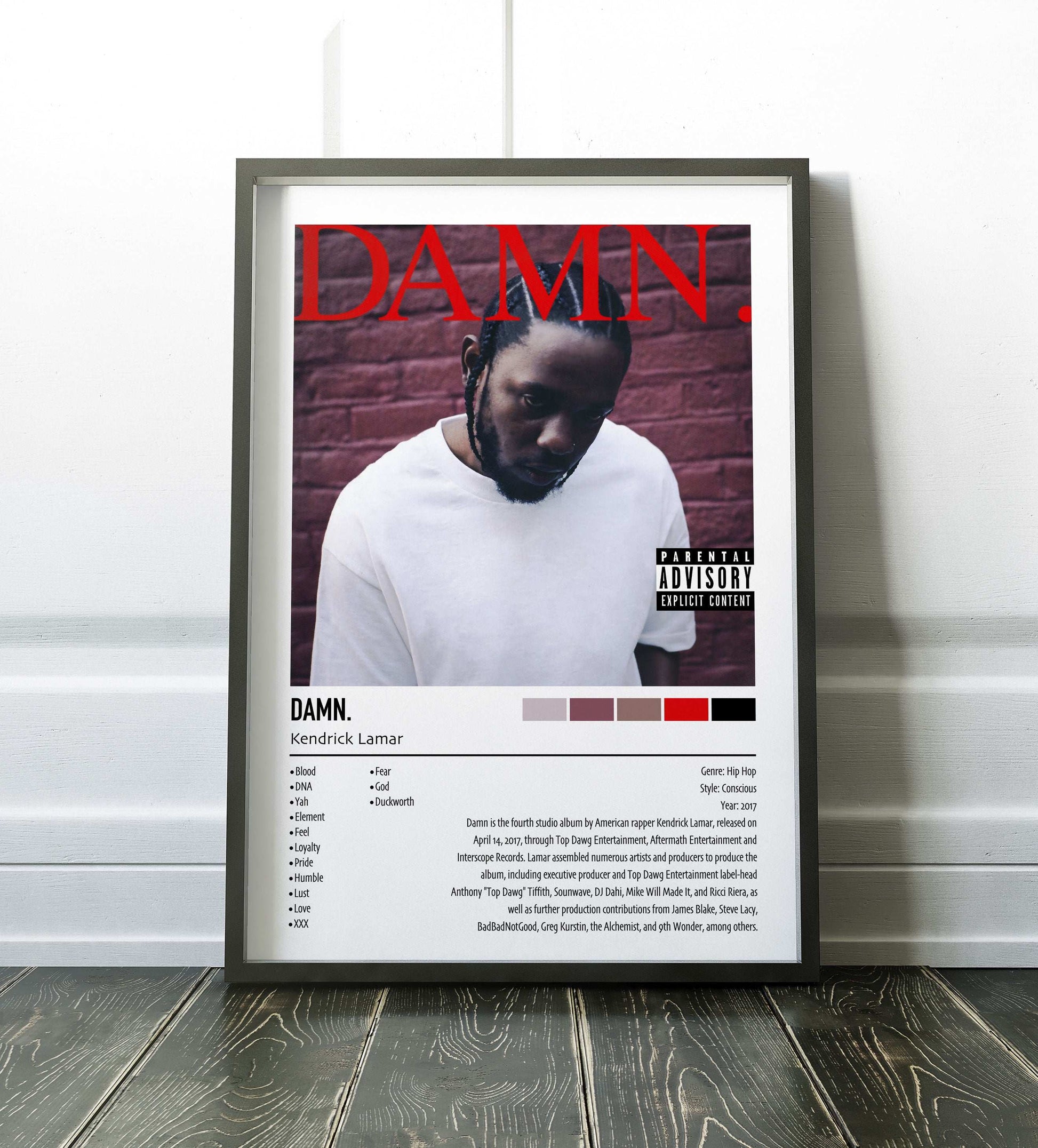 Kendrick Lamar | Damn. | Custom Album Cover Poster Print