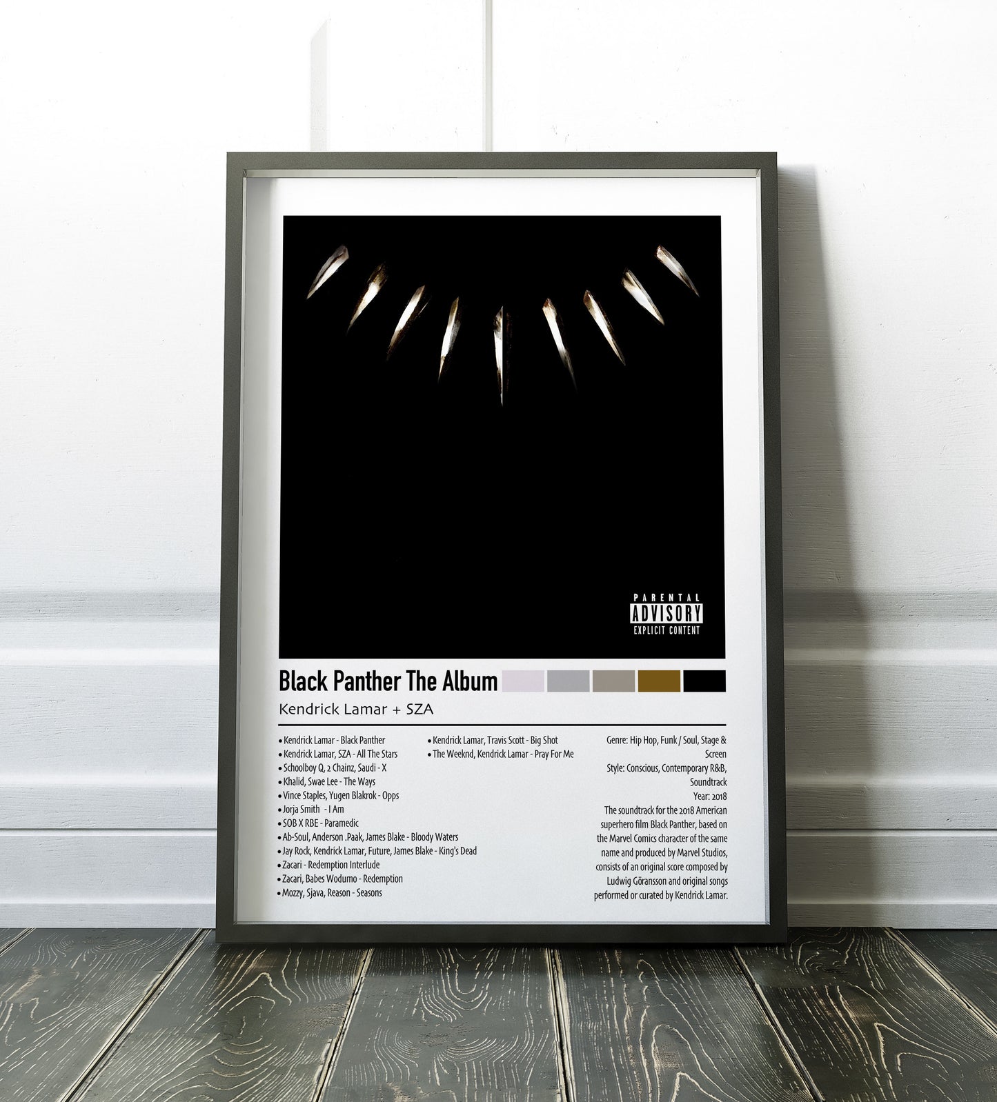 Kendrick Lamar + SZA | Black Panther The Album | Custom Album Cover Poster Print