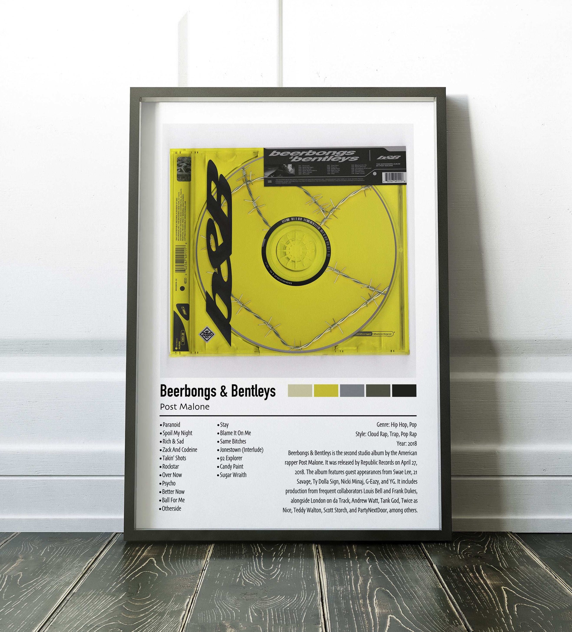 Post Malone | Beerbongs & Bentleys | Custom Album Cover Poster Print